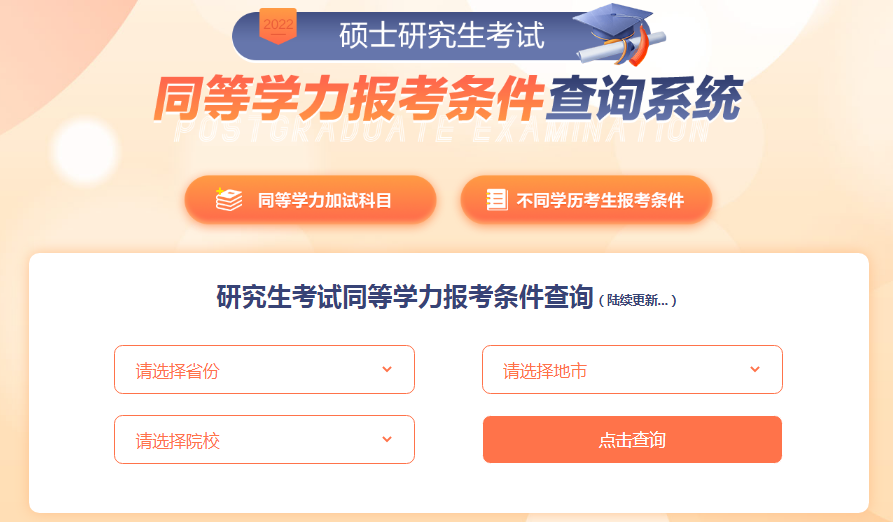 考研同等学力报考条件查询系统！